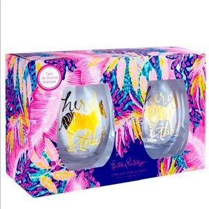 Lilly Pulitzer Stemless Wine Glasses NIB